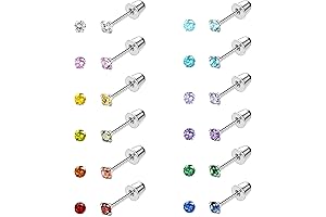 JeryWe Stud Earrings for Infants with Screw Backs