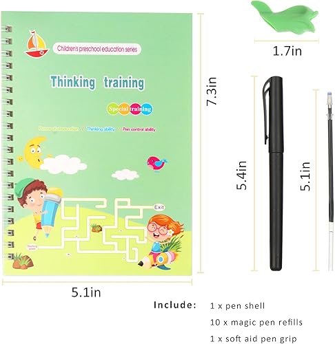 Miniatura 5 de Libro de control y rastreo de bolígrafos para niños pequeños, reutilizable, ranurado, libro de trabajo para aprender a escribir líneas - Edades 3-6