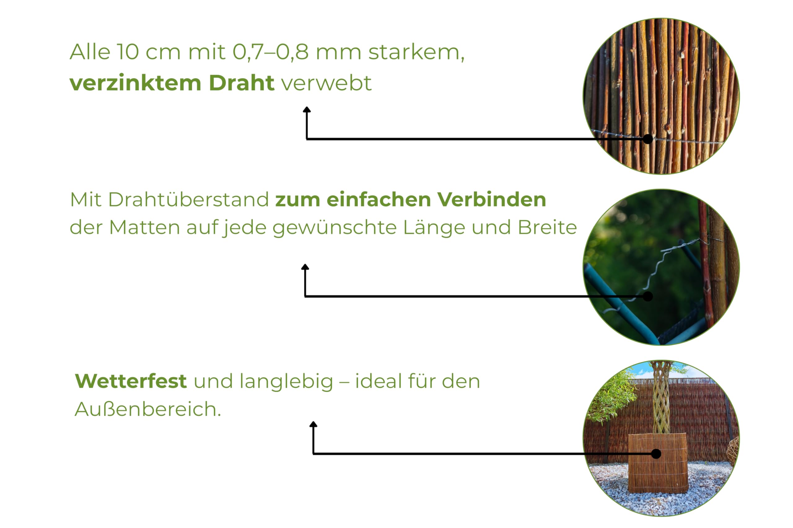Weidenmatte 40 x 300 cm Sichtschutz Pflanzenschutz Rasenkante Beetumrandung Weidenzaun Beeteinfassung Sichtschutz Garten Windschutz & Sonnenschutz Schattenspender
