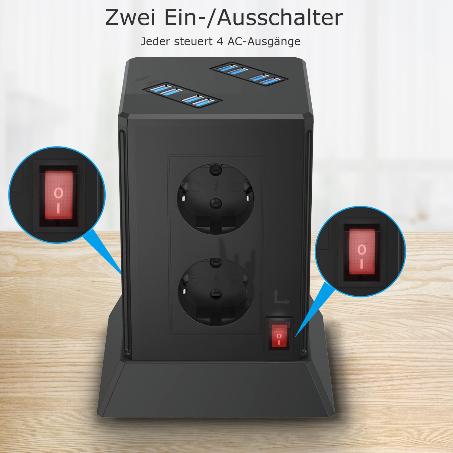 QP verdeeldoos 4 stopcontacten USB | 5 meter | 3x2,50 mm² - Welkom bij Jaco van Leeuwen B.V