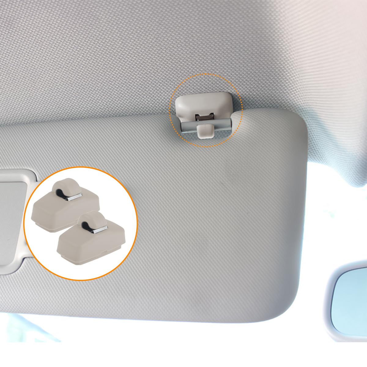 Lot De 4 Clips Pour Pare-soleil De Voiture - Support Universel Gris, Plastique, Dimensions 4,2x2,1 Cm