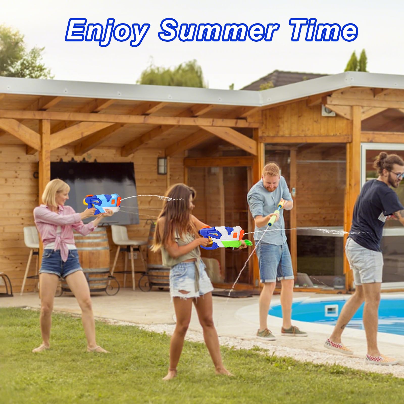 Wasserpistole für Kinder Erwachsene, 2 Stücke 700ML Wasserspritzpistole mit 10 Meter Großer Reichweite, Outdoor Spielzeug für Sommer, Strand, Pool, Garten