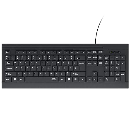 Zinq Technologies ZQ-1133 Full-Size Wired Keyboard with 104 Keys, 3 LED Lights and 1.5m Cable (Black)