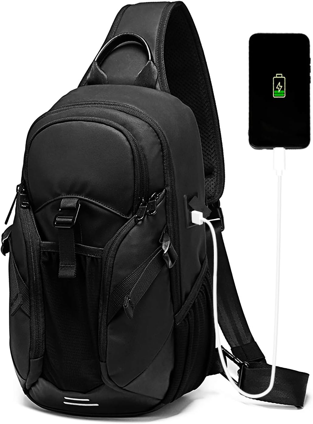 JUMO CYLYLarge-capacity Sling Chest Bag, Anti Theft Crossbody Bag for Men USB Shoulder Daypack