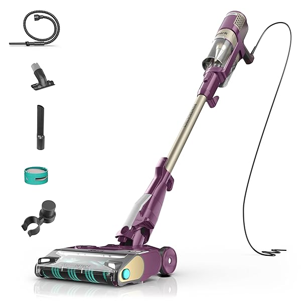 Shark POWERDETECT Ultra-Light Corded Stick Vacuum with DuoClean Technology, Self-Cleaning Brushroll for No Hair Wrap, Anti-Allergen Complete Seal, and Odor Neutralizer Technology, Purple, HZ4001AMZ