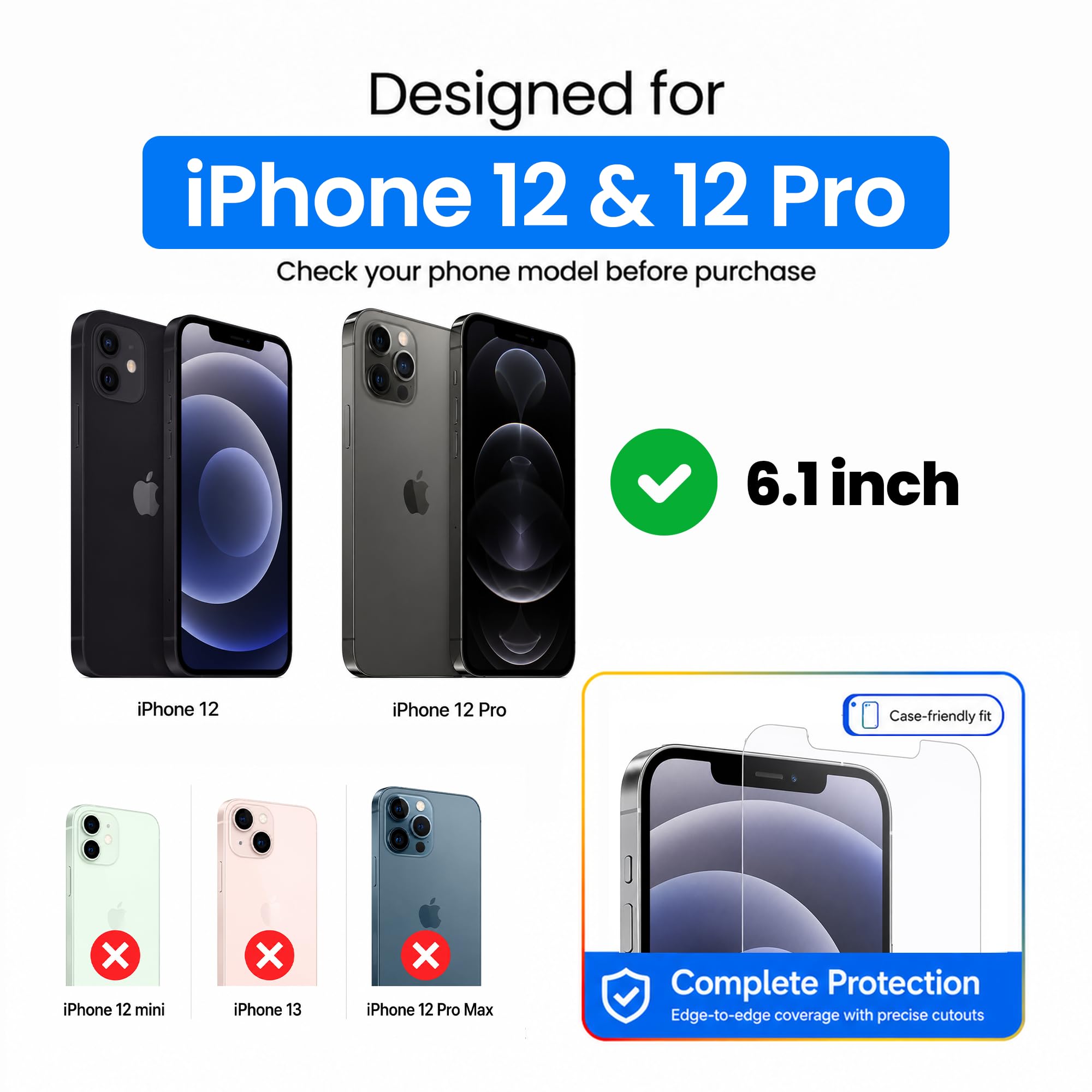 Ocushield Protector de pantalla de vidrio templado antiluz azul para iPhone 12 | iPhone 12 Pro de 6.1 pulgadas - Protege tus ojos reduce las migrañas y mejora el sueño