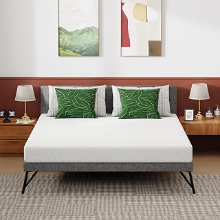 FDW | 6 Inch Queen Mattress | Medium Firm | Gel Memory Foam | White | Dual Construction | Pressure Relief, Cooling Foam, Removable and Washable Cover | Bed in a Box, CertiPUR-US Certified