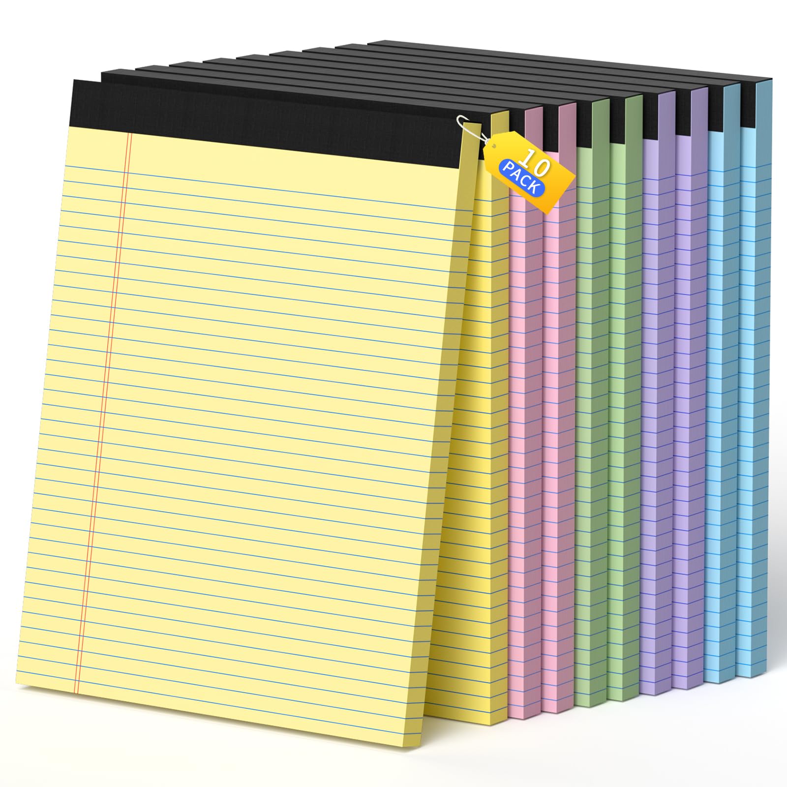 Glyanlee Legal Pads 8 5 X11 Narrow Ruled Notepads 10 Pack 50 Sheet Pad Colored Legal Pads Tear