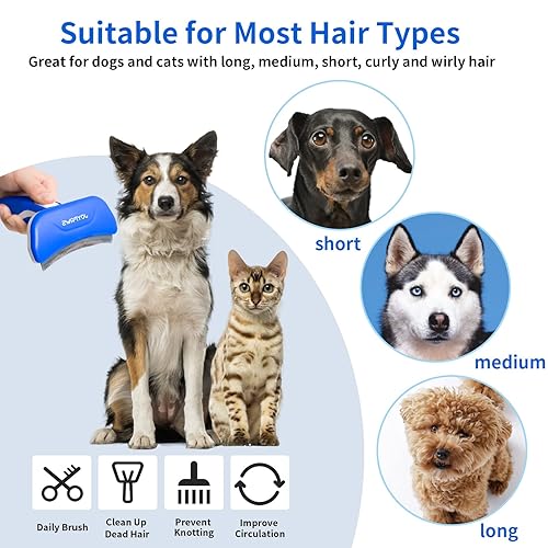 Miniatura 4 de Cepillo de aseo para mascotas autolimpiante mejorado, herramienta profesional para quitar pelos para perros grandes, reduce eficazmente el