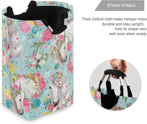 Miniatura 2 de senya Cesta grande de almacenamiento plegable, organizador para ropa sucia, para guardería, juguetes, caballo y flores