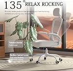 Mimoglad chaise de bureau, chaise de bureau Comfy, chaise d'ordinateur ergonomique haut dos avec support Lombar & Accoudoir, accoudoirs pour jouer de la guitare, chaise de travail pivotante (Moderne, Blanc Ivoire)