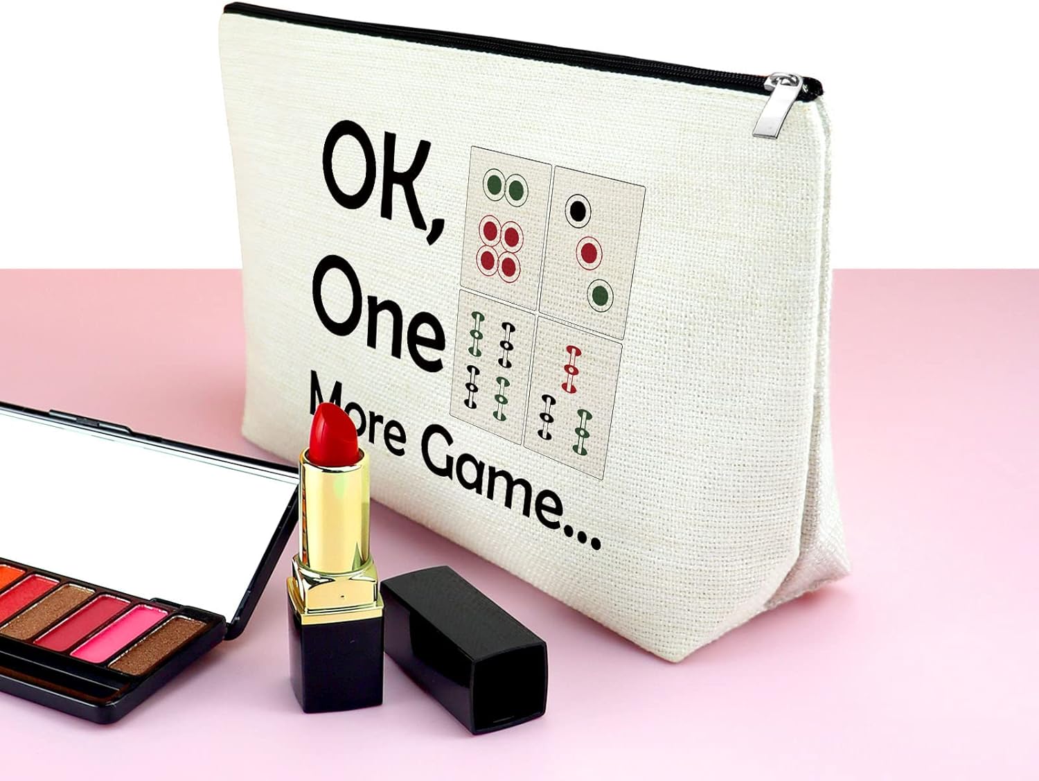 Mahjong Girls Makeup Bag Mahjong Lover Gift Cosmetic Bag Mahjong Gifts Retirement Gifts for Her Funny Gambling Gifts for Women Grandma Mother Birthday Christmas Thanksgiving Gifts Travel Makeup Pouch