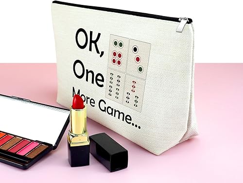 Miniatura 3 de Mxrymvu Mahjong Lovers Gift for Women Makeup Bag Mahjong Player Gifts for Friend Grandma, 3 piezas beige, Viaje,Único