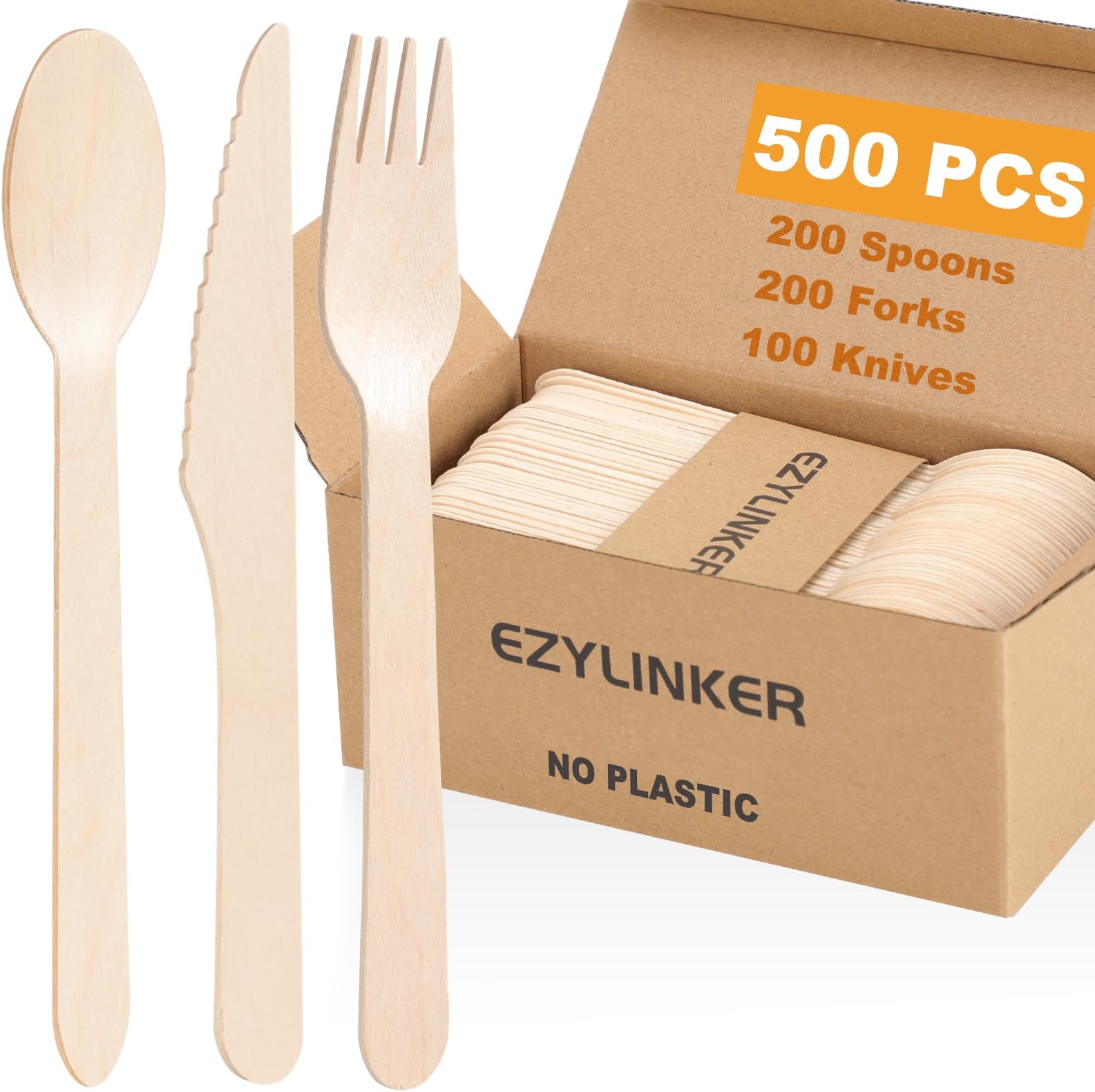 250 Pieces Compostable Utensil Set, 50 Large, 50 Small