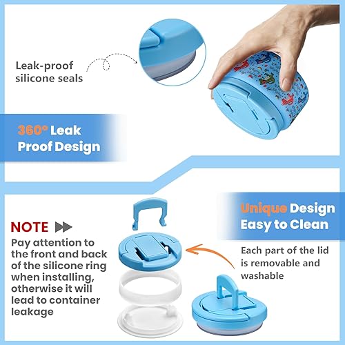 Miniatura 6 de Termo para sopa de 13.5 onzas para comida caliente para niños, frasco de comida aislado al vacío con tapa de hebilla, boca ancha a prueba de fugas,