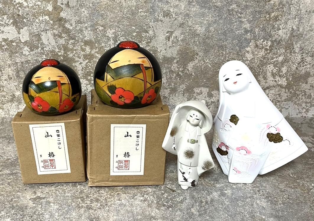 Amazon.co.jp: 博多人形/京陶人形/豊楽こけし/山椿/4点セット//置物
