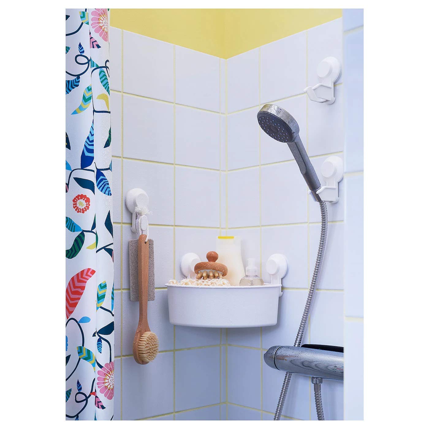 IKEA Corner Shelf Unit with Suction Cup (White; 30 x 20 x 17 cm) (Polycarbonate Plastic) 1