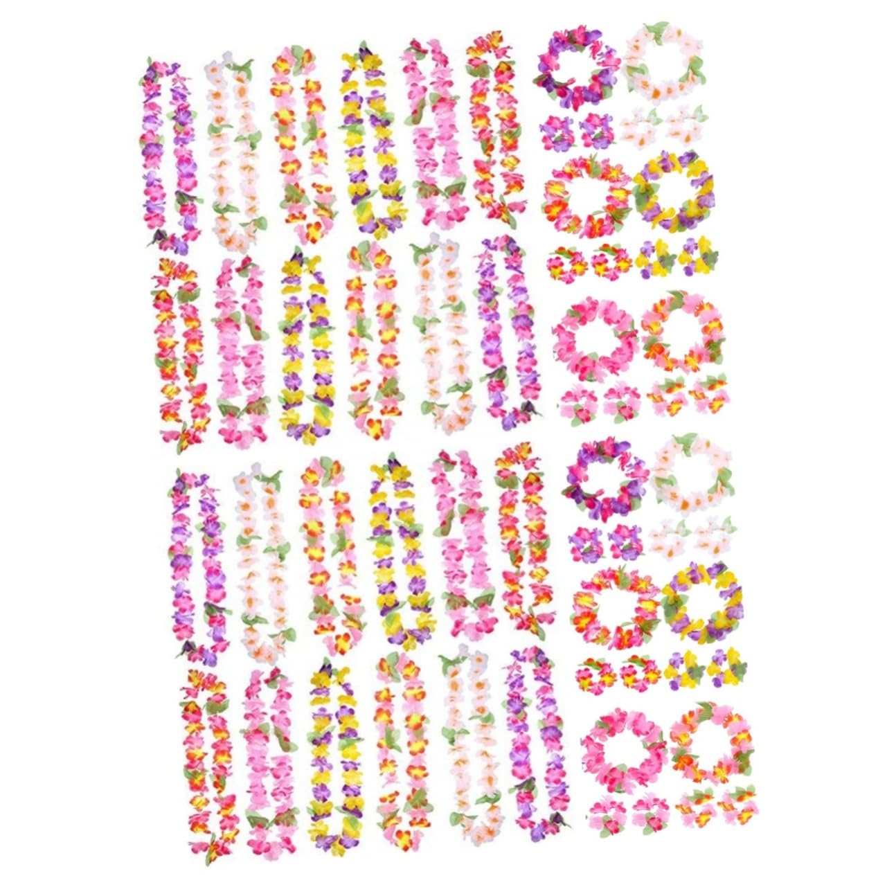 Anneome 12piezas De Flores Diadema Collar y Pulsera Tropical Decoración De Luau y Verano