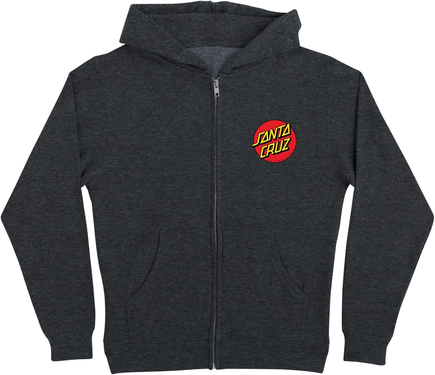 SANTA CRUZ Youth Zip Up Hooded Sweatshirt Classic Dot Youth Skate Zip Up Sweatshirt