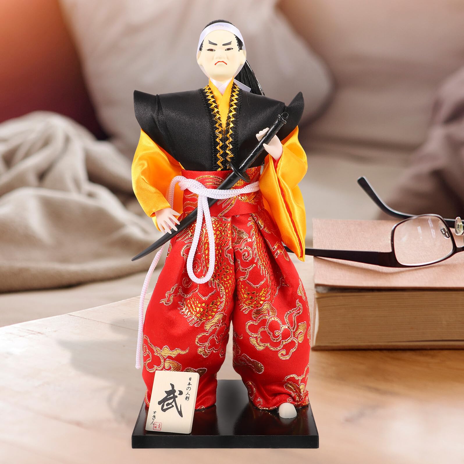 Muñeca Samurái Japonesa Tradicional Figura de Adorno de Escritorio Decoración de Hogar Samurái Obsequio de Inauguración de Casa