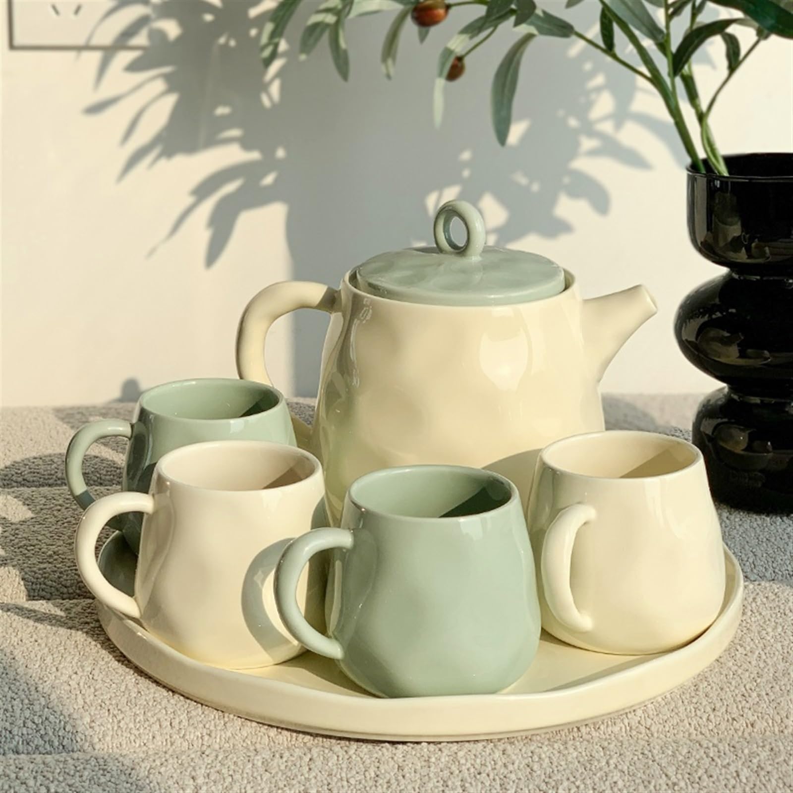 Estrazione a freddo Set tazze acqua teiera in ceramica con vassoio Frigorifero