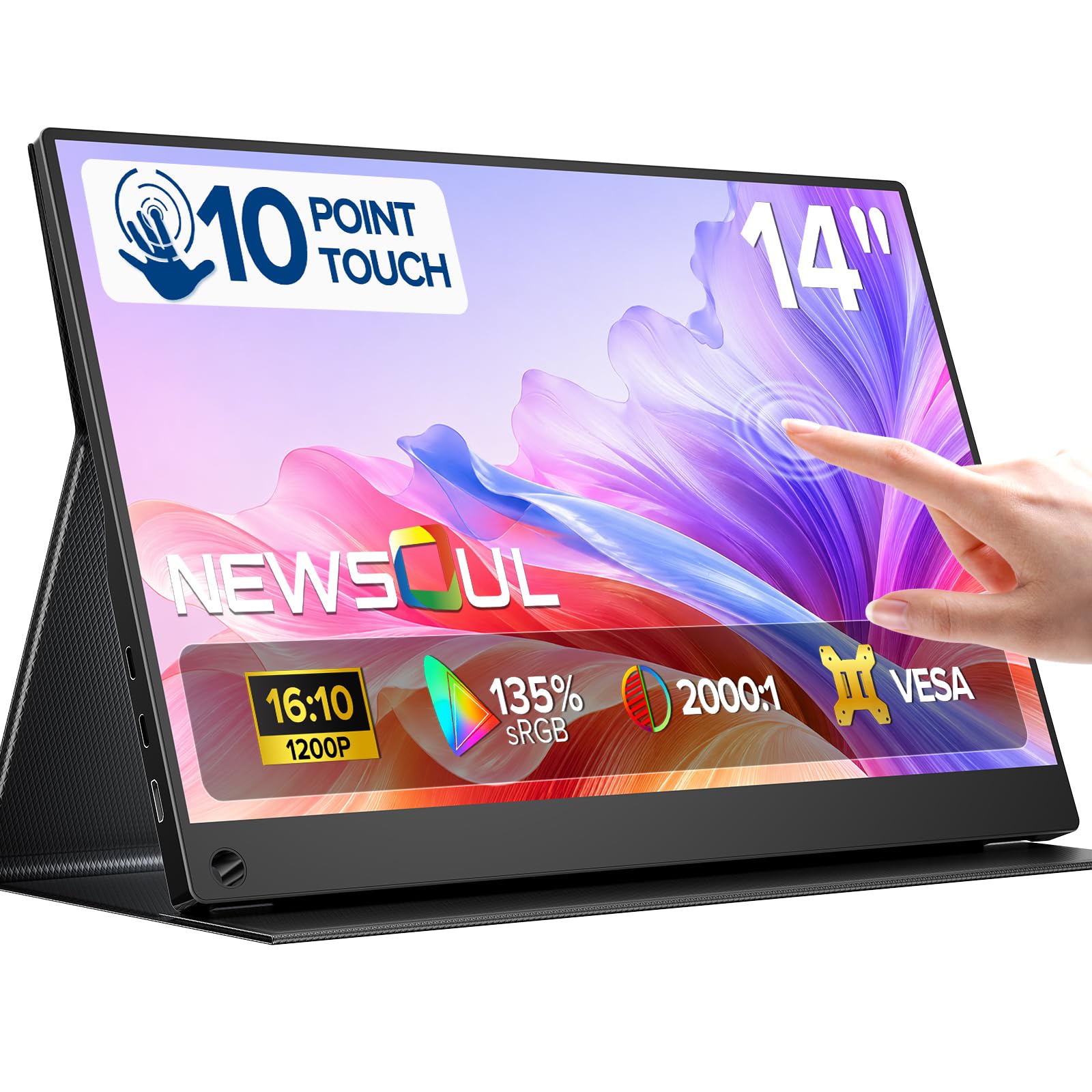 Newsoul Portable Monitor Touchscreen 14", 1200P 16:10 IPS Touch Display