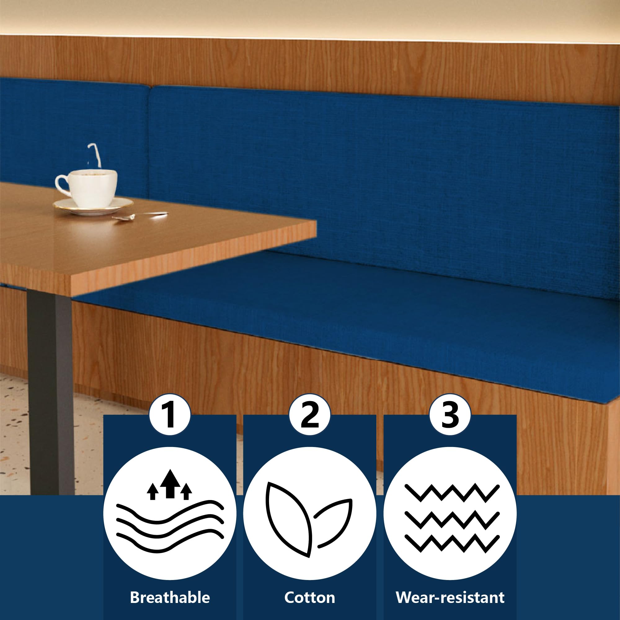 Custom Bench Cush – Coussin de siège antidérapant pour extérieur, plusieurs tailles et couleurs, pour terrasse, balcon et banquette, 50 x 80 cm, bleu