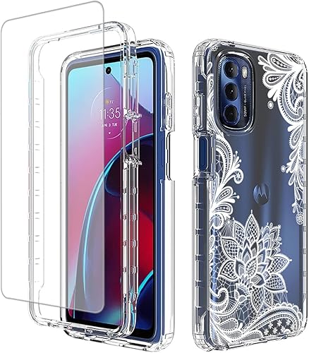 Miniatura 1 de Funda para Moto G Stylus 2022 4G, XT2211 con protector de pantalla de vidrio templado, funda protectora de cuerpo completo con bonito patrón de