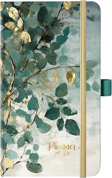 2026-2029 Pocket Planner/Calendar - 3 Year Planner 2026-2029, July 2026 - June 202936 Months, 6.3" x 3.7", 3 Year Monthly Planners with Inner Pocket, Pen Holder & Elastic Closure - Art Leaves