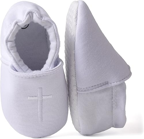 Miniatura 4 de KESICI Zapatos de bautismo para bebés niños y niñas, zapatos de bautizo blancos para recién nacidos con cruz bordada para bebés niños y niñas