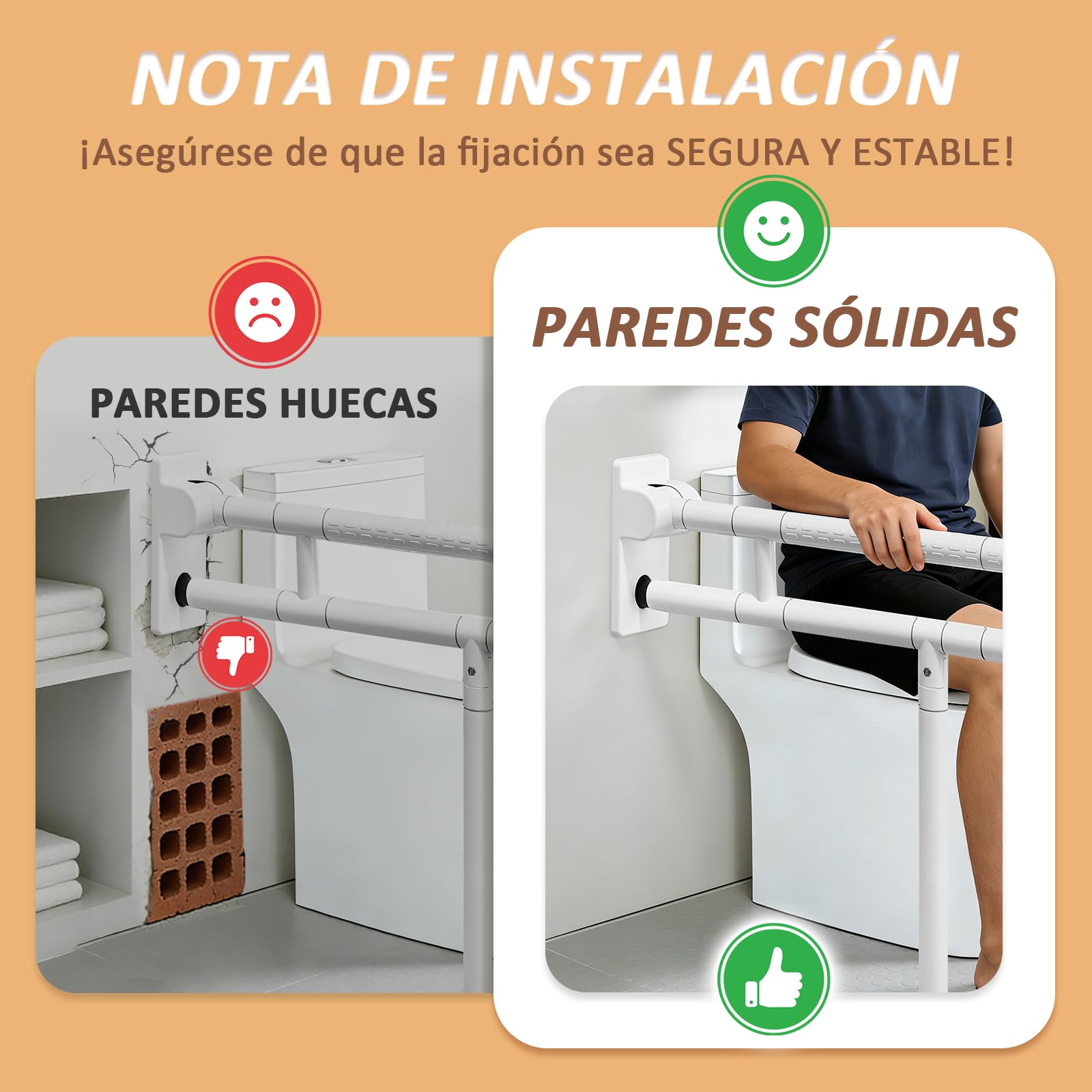 YUCHENGTECH Barra WC Minusvalidos Abatible 70cm Soporta 150 kg,Blanco | Agarraderas Bano para Mayores Acero Inoxidable Asa Seguridad WC para Ancianos Discapacitados Embarazadas