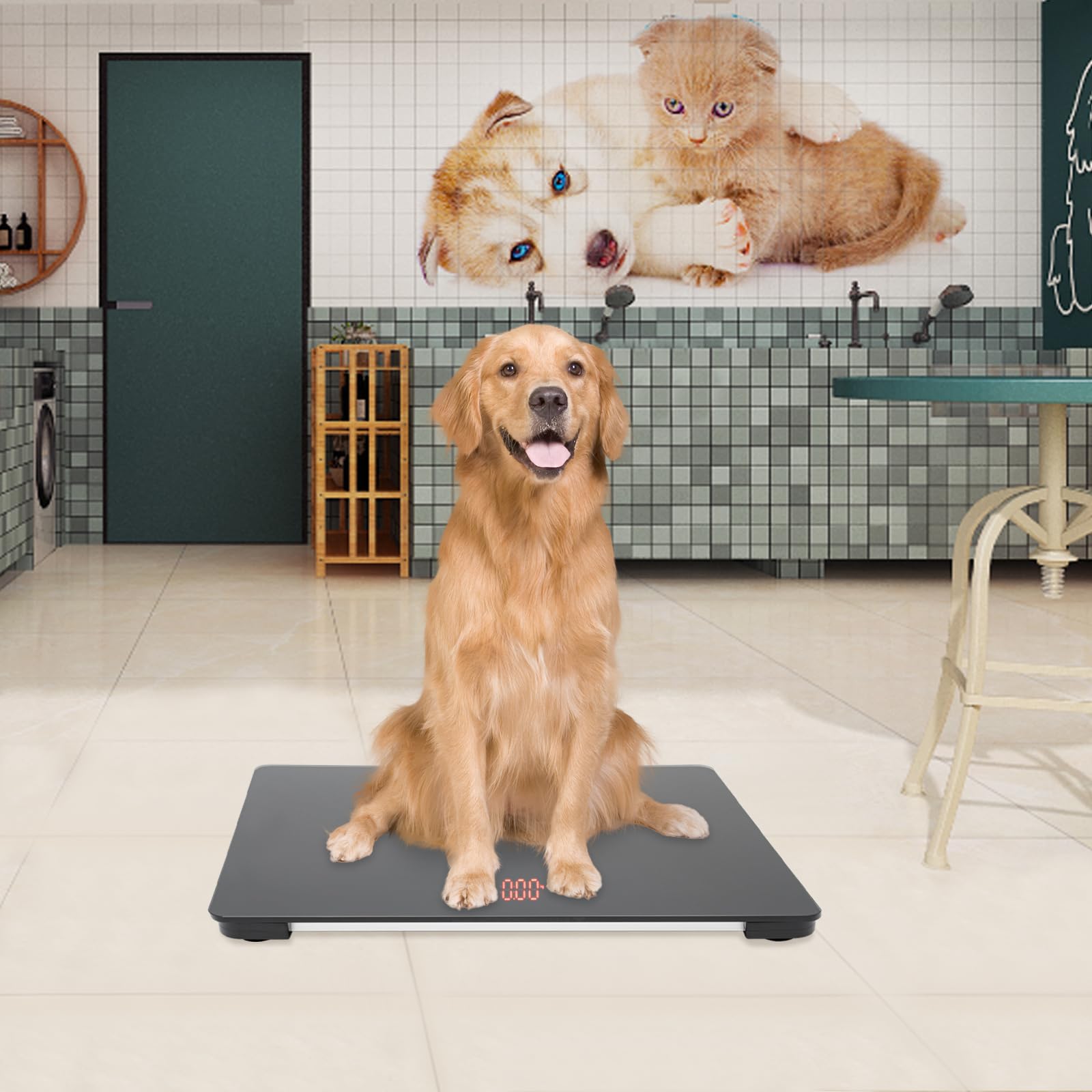 Bilancia per animali domestici per cani di grossa taglia, alta precisione, con display LCD fino a 100 kg, può essere utilizzata in case private, negozi di animali, cliniche veterinarie, 65 x 45 cm