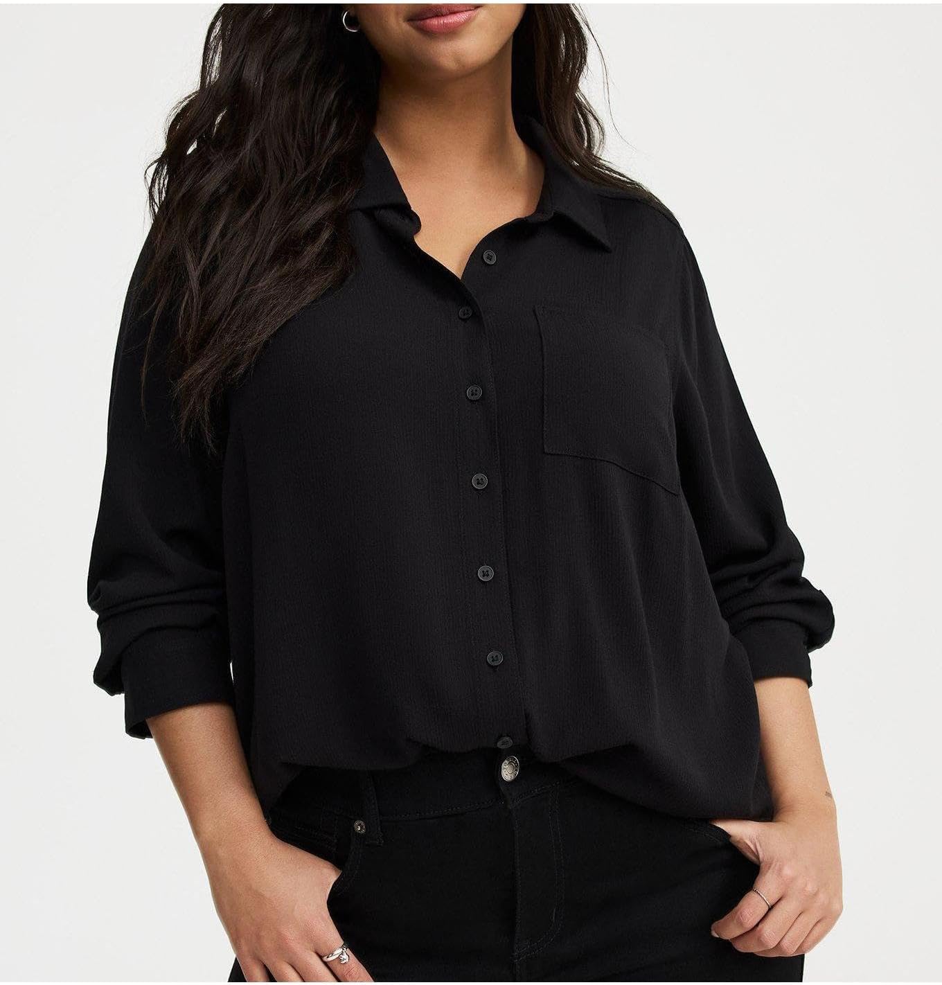 Torrid Women's Plus Size Lizzie Button-Up Long Sleeve Shirt - Image 9
