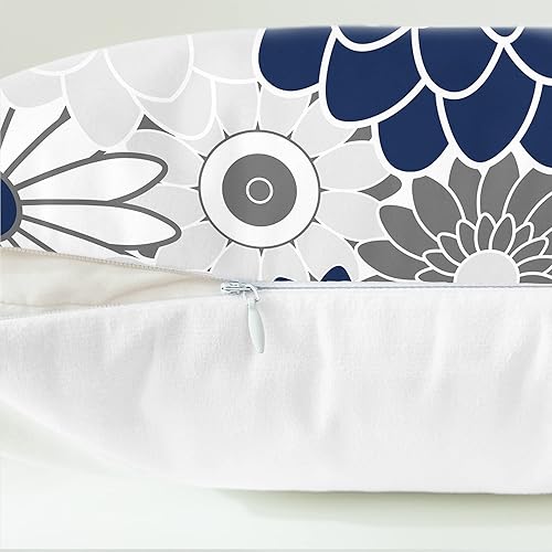 Miniatura 6 de CaliTime Juego de 2 fundas de almohada decorativas de forro polar con flores florecientes de dalia floral para sofá, cama, sofá, decoración de casa