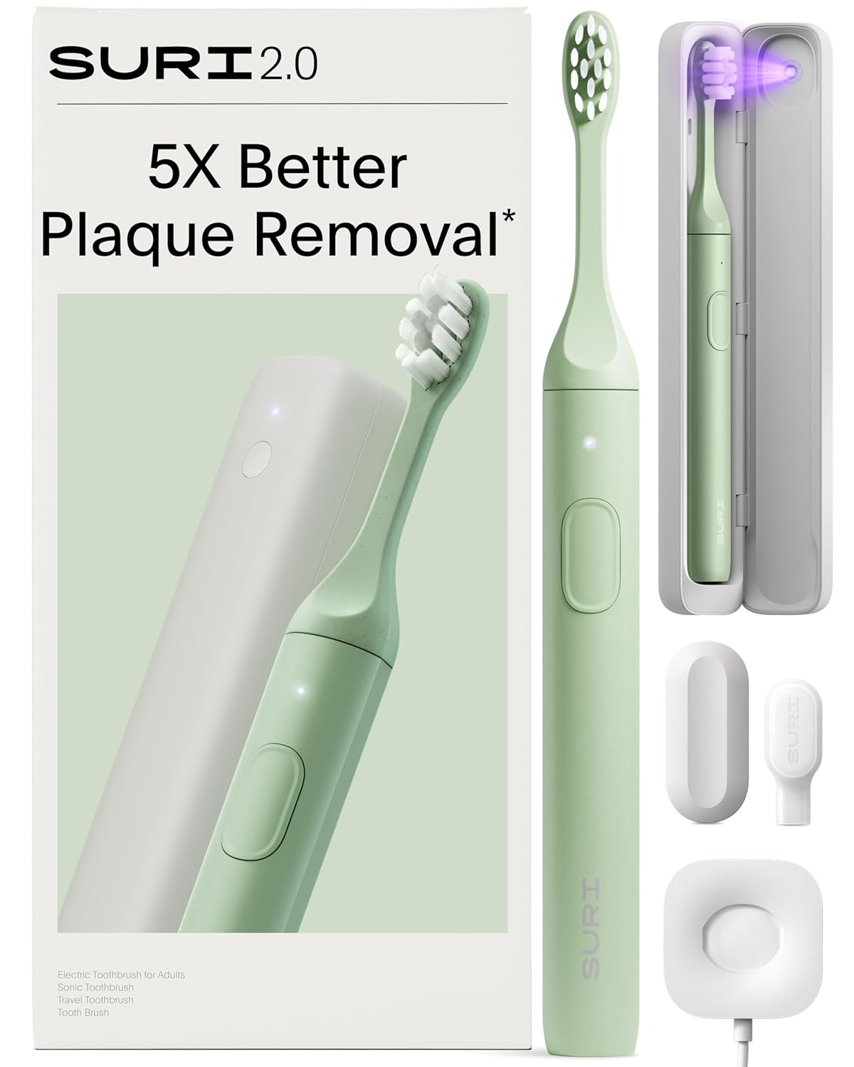 SURI 2 0 New Sonic Electric Toothbrush with Pressure Sensor UV-Cleaning Travel Case 1 Month Battery Electric Toothbrush