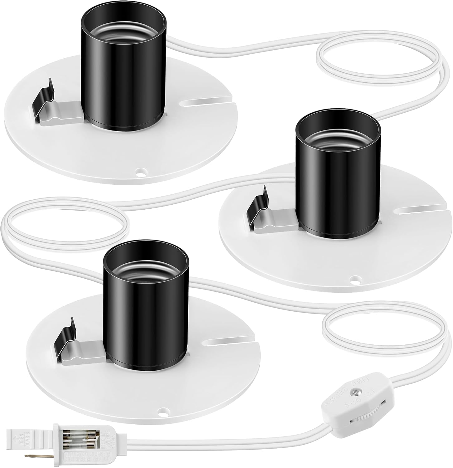 Meonum Blow Mold Light Kit Replacement for MB48, Accessory Cord with 3 Bulb Sockets, 14.76 FT E27 Christmas Blow Mold Village Light Cord with Switch Fuse for Halloween and Christmas Blow Molds Decor