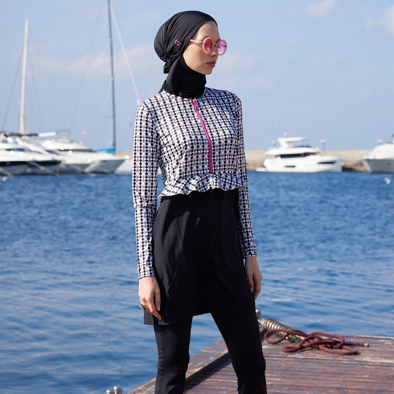 Modest Swimwear for Women – 5-Piece Long Sleeve Burkini Set with Cover & Hijab (Beachwear)