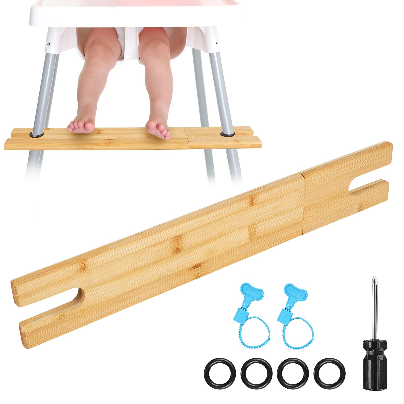 High Chair Footrest Natural Bamboo Baby Highchair Board Attachment