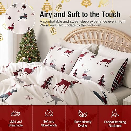 Miniatura 40 de Lekesky Juego de funda de edredón tamaño King, de microfibra suave, bohemio, azteca, azul, bohemio, con cierre de cremallera, lazos en las esquinas