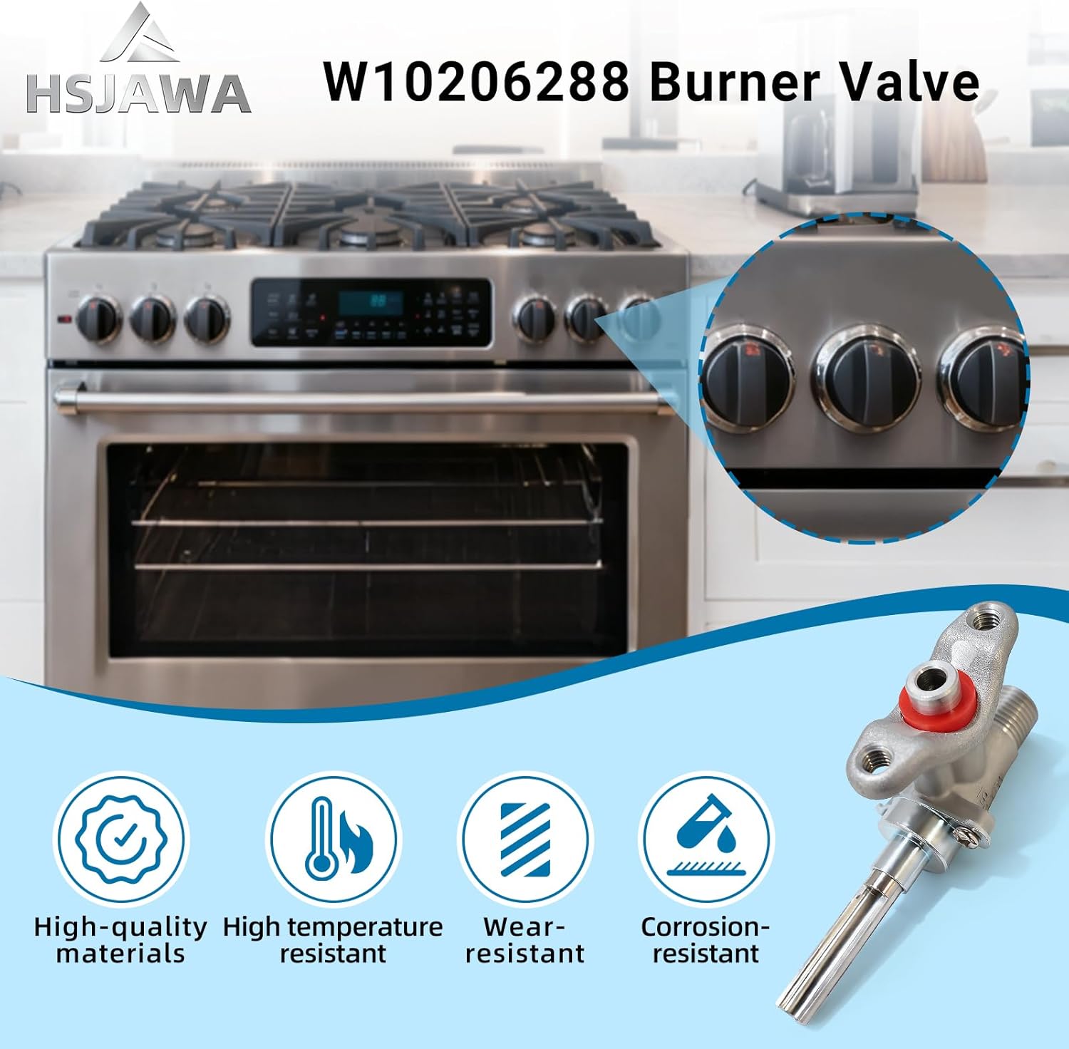 WPW10206288 Range Surface Burner Valve W10206288 Gas Burner Fits for Whirlpool KitchenAid Maytag Models Include WPW10206288VP 2027909 AP6017058 PS11750353 EAP11750353 Valve (16K BTU) (Gray 2PC)