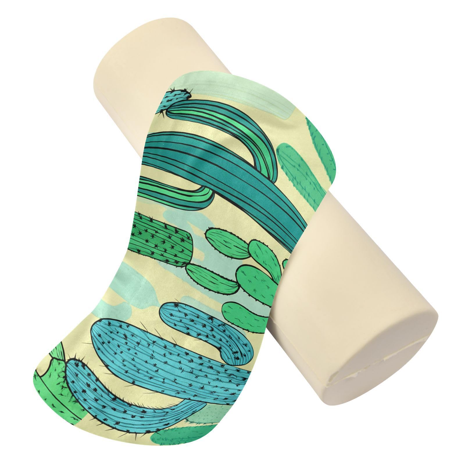 Kigai Cacti Cervical Pillow for Neck Pain Relief Neck Roll Memory Foam Bolster Pillow for Legs Bed Head Back Sleeping Support