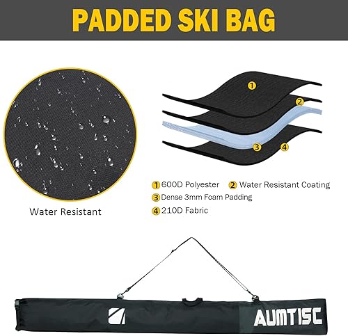 Miniatura 2 de AUMTISC Ski and Boot Bag Combo for Air Travel Flying, Padded Two-Piece Snow Ski Bags Adjustable Length for Skis Up to 200cm and Boots Up to Size 13