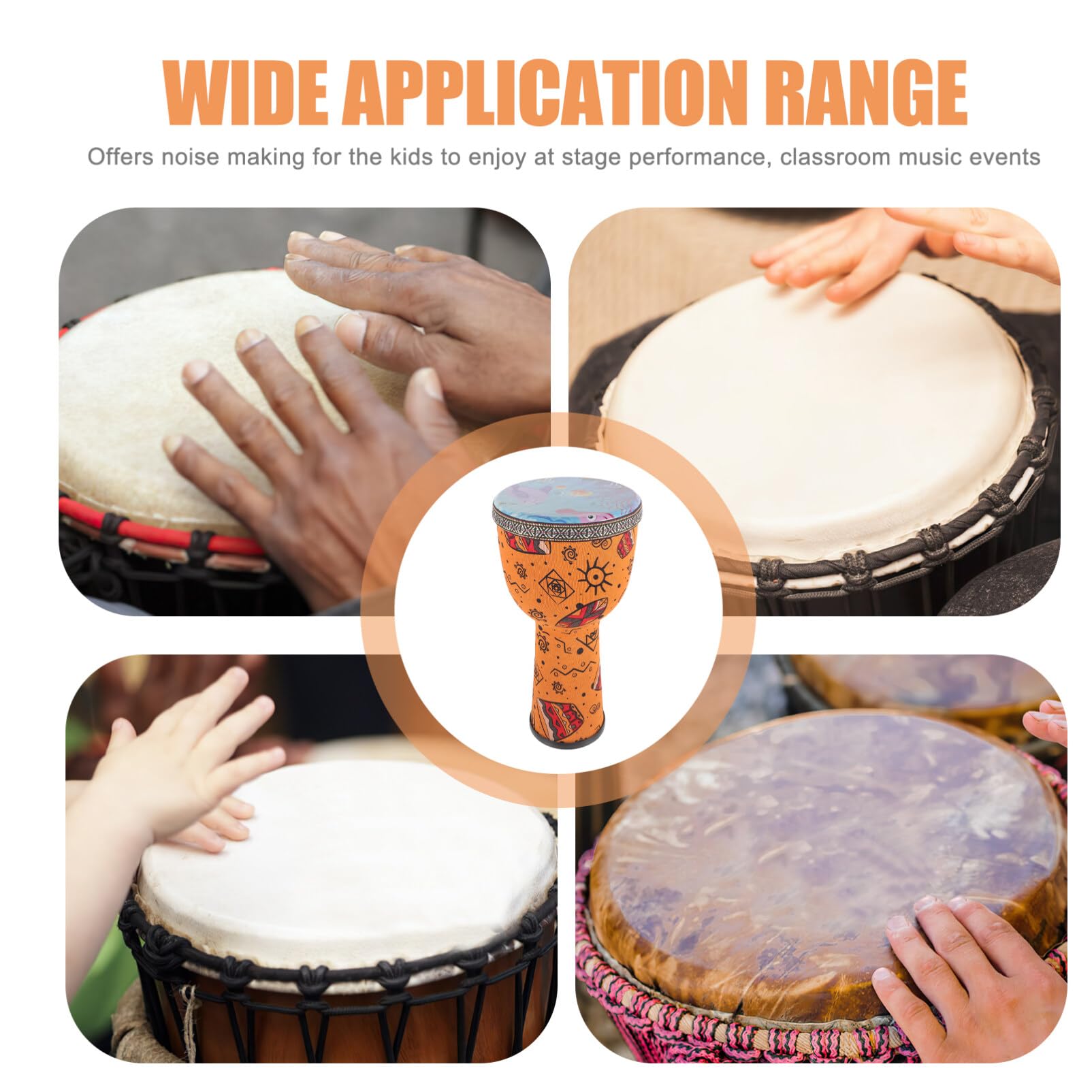 Garneck Tamburo Djembe Tamburo Bongo Professionale 8 Pollici Tamburello Stile Africano Occidentale Illuminazione Della Infanzia Strumenti Musicali Di Halloween Per Bambini
