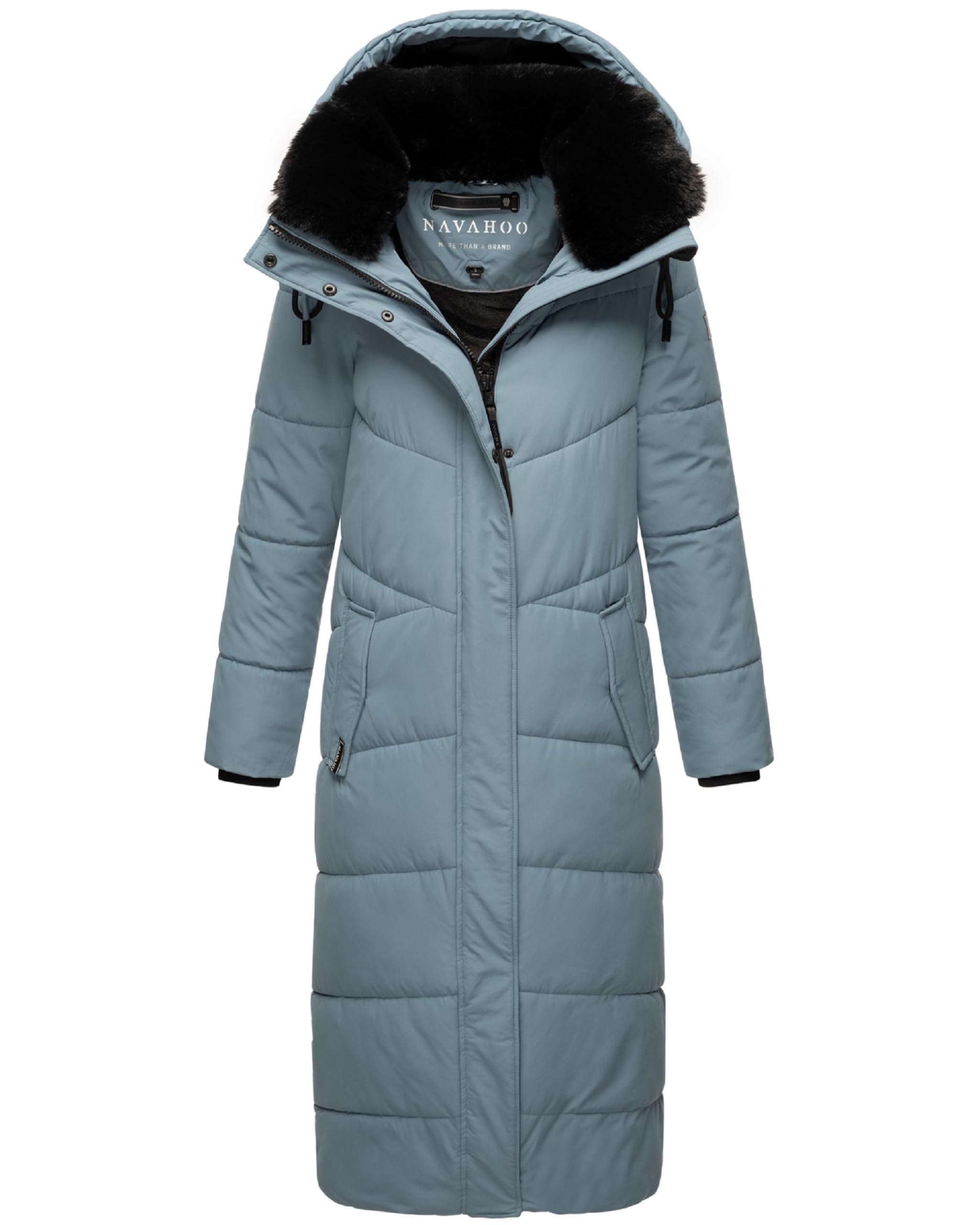 Navahoo Women's Powderblue Winter Coat, Warm Quilted Coat, Extra Long With Removable Hood, Eye-Catcher Xiv, Xs-5Xl, S