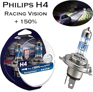 2x Philips H4 60/55W 12V P43t-38 12342RVS2 Racing Vision +150% mehr Helligkeit Intensiv Weiß Ersatz Scheinwerfer Halogen L...