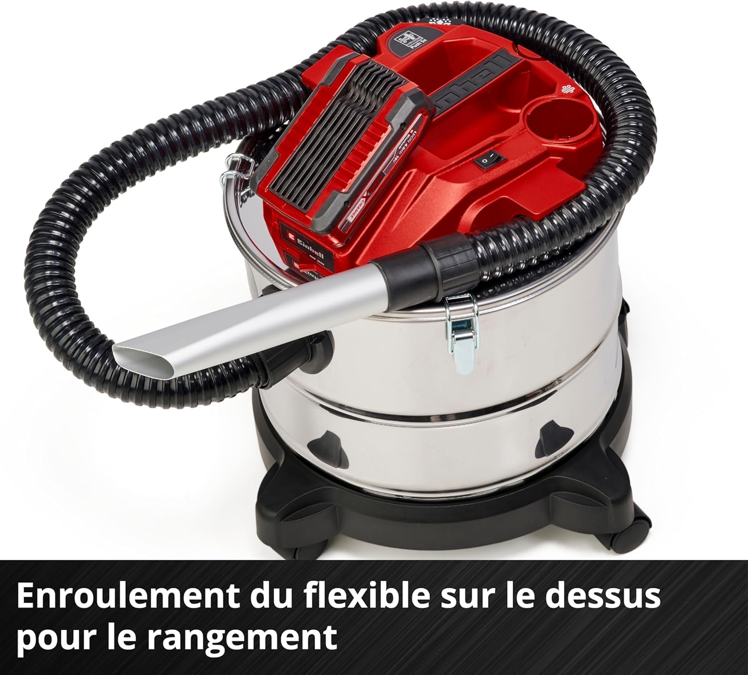 Einhell Aspirateur de Cendres sans Fil Te-AV 18/15 Li C-Solo | PXC | 18 V | 100 mbar | cuve 15 L | système de nettoyage du filtre | fonction soufflerie | sans batterie