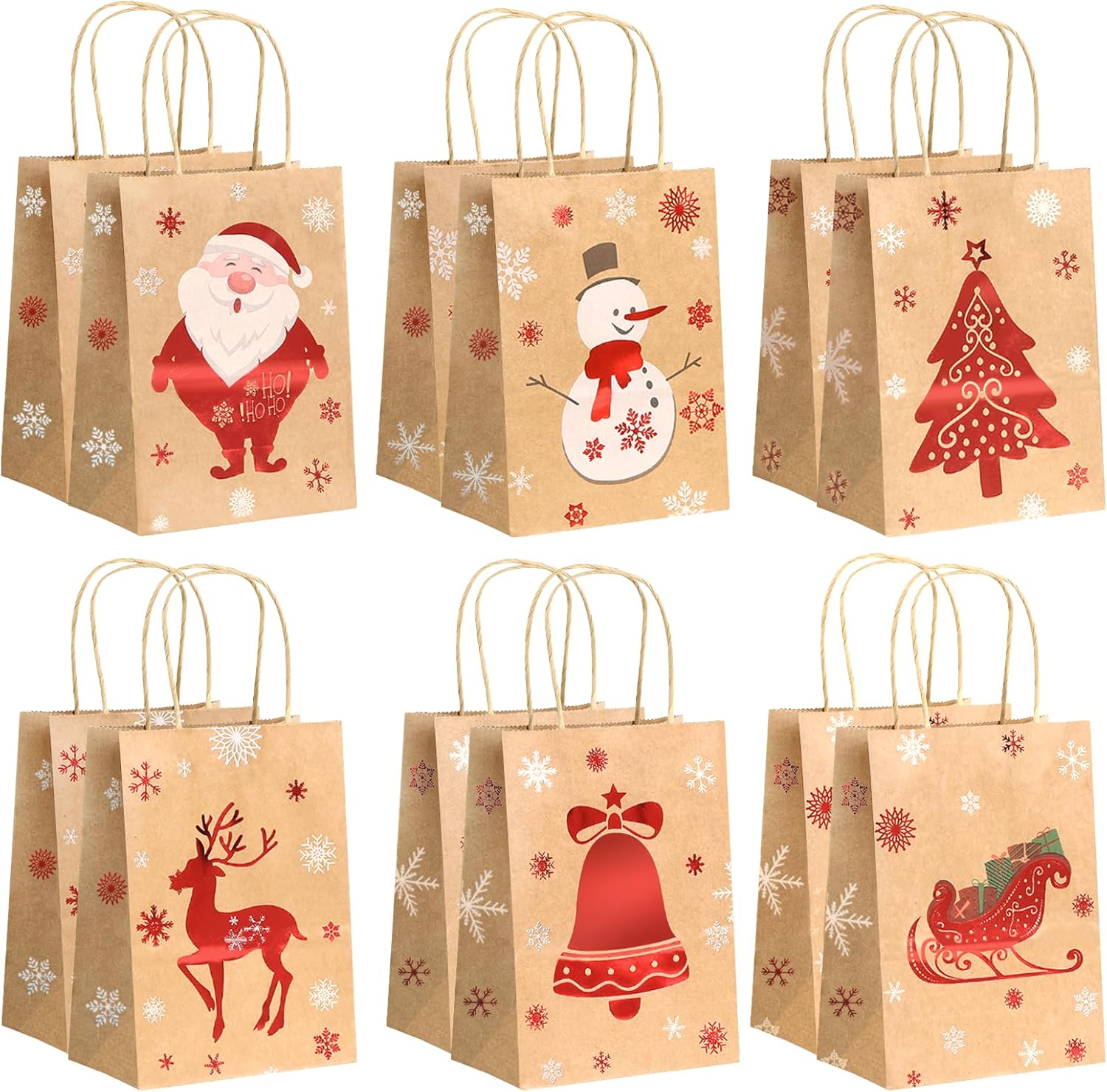 Christmas Gift Bags,12 PCS Christmas Bags for Presents,Reusable Paper