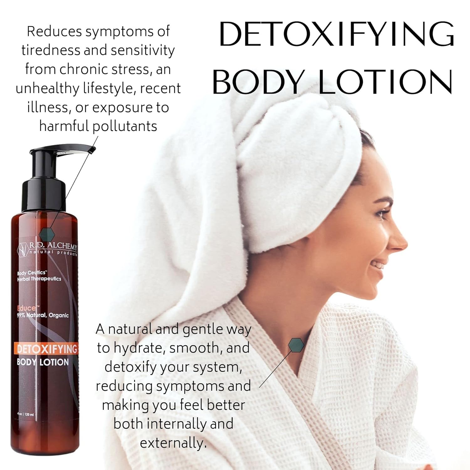 RD ALCHEMY - Natural Organic Detoxifying Body Lotion - Moisturize Dry Skin While Detoxifying for Smoother, Softer Skin and Enhanced Well-Being.