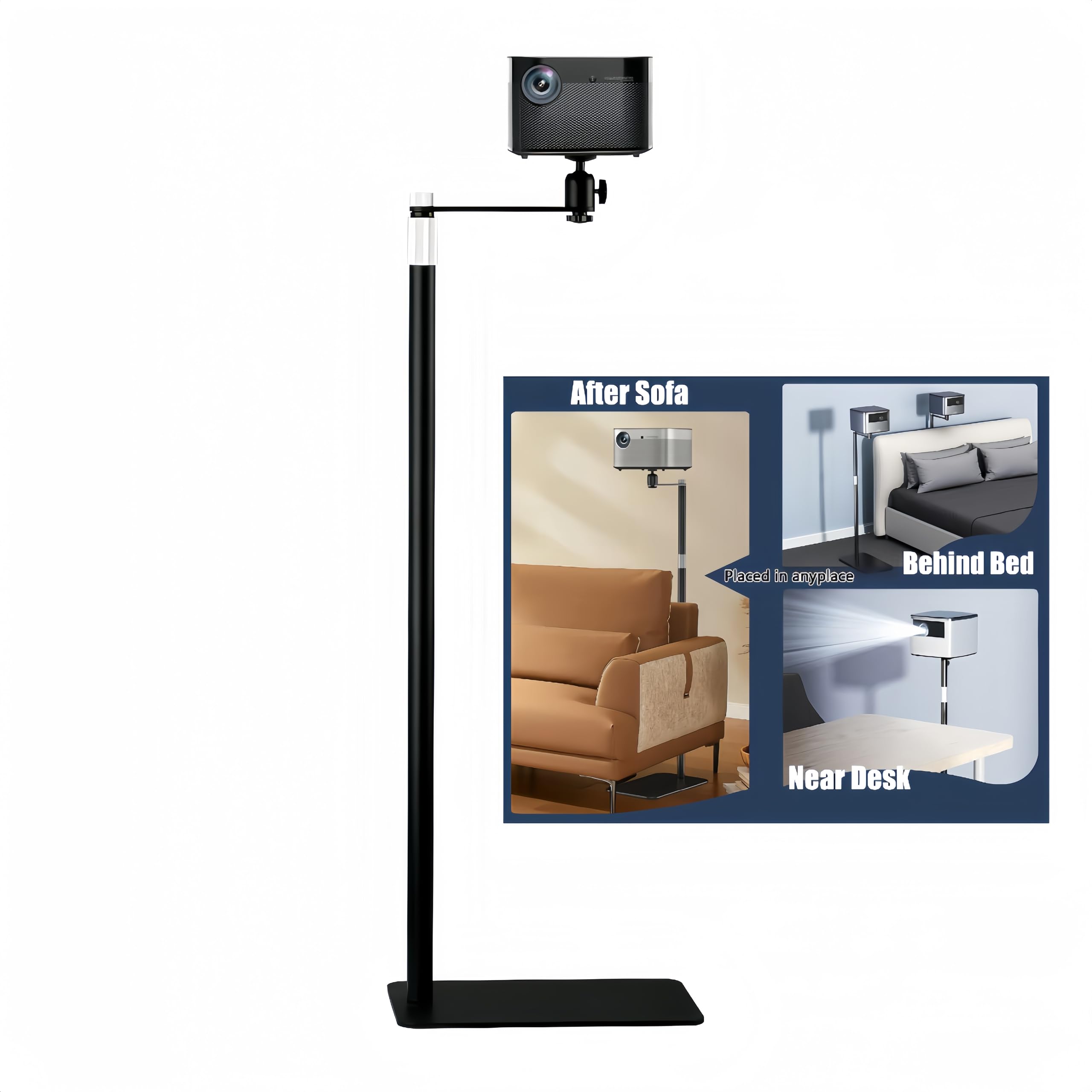 Projector Stand,Anti Shake Design,Stainless Steel Coating Projector Mount, can Rotate 360 ° Horizontally and tilt 90 ° -The Carbon Steel Projector Stand Perfect for projectors