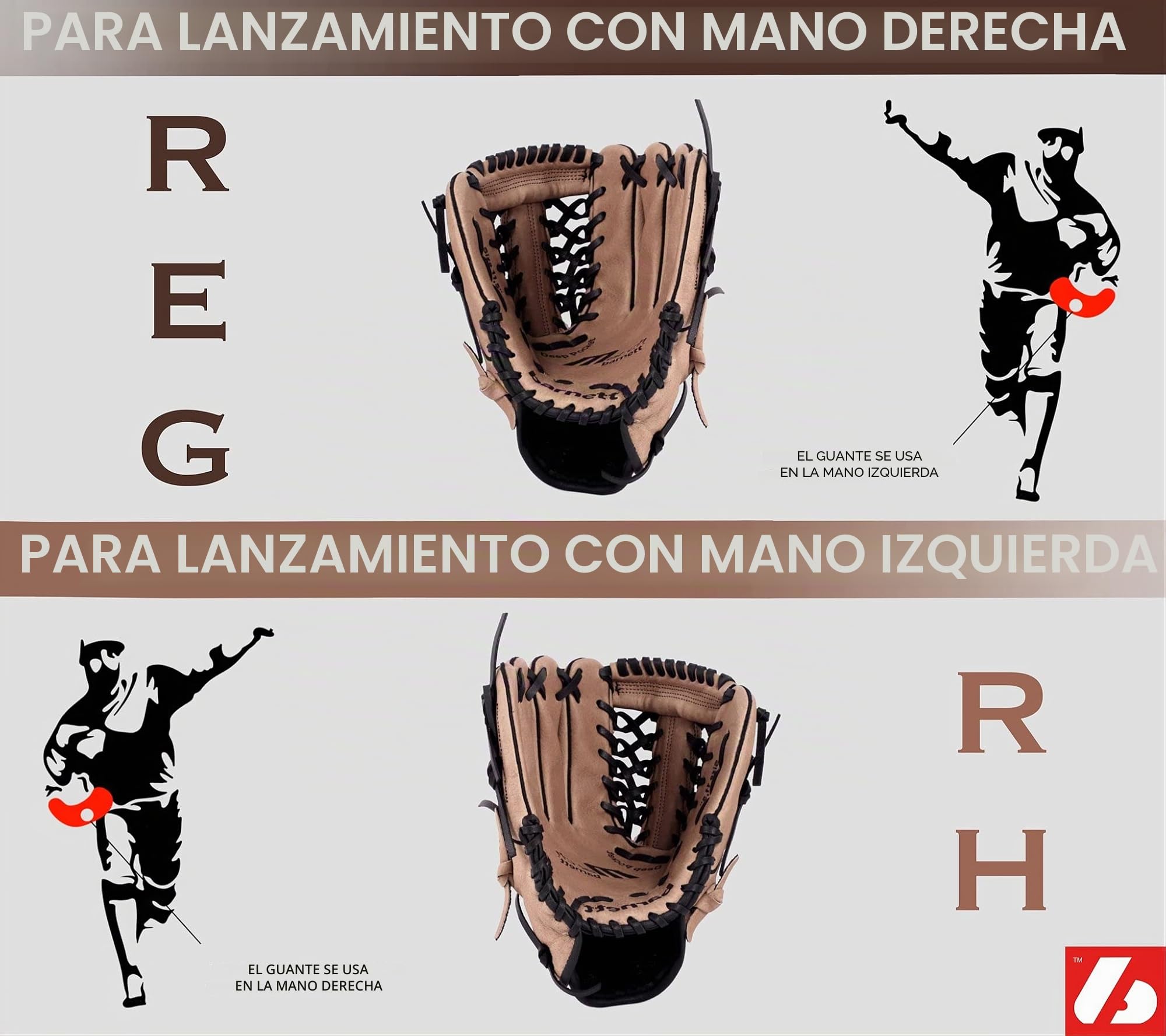 Barnett GL-127 Marrón Guante de béisbol Cuero 12,7"